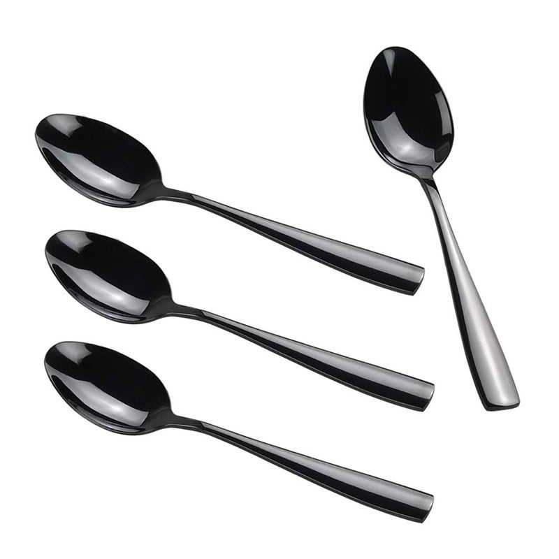 Teyyvn 16-Pack Black Stainless Steel Dinner Spoon, 8.03 Inches, Mirror Polished - Image 1